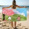 Serviette de plage BUBUDUDU Panda Dessin Animé Surdimensionnée Séchage Rapide Absorbante Douce Serviettes de Bain Plage pour Hommes Femmes