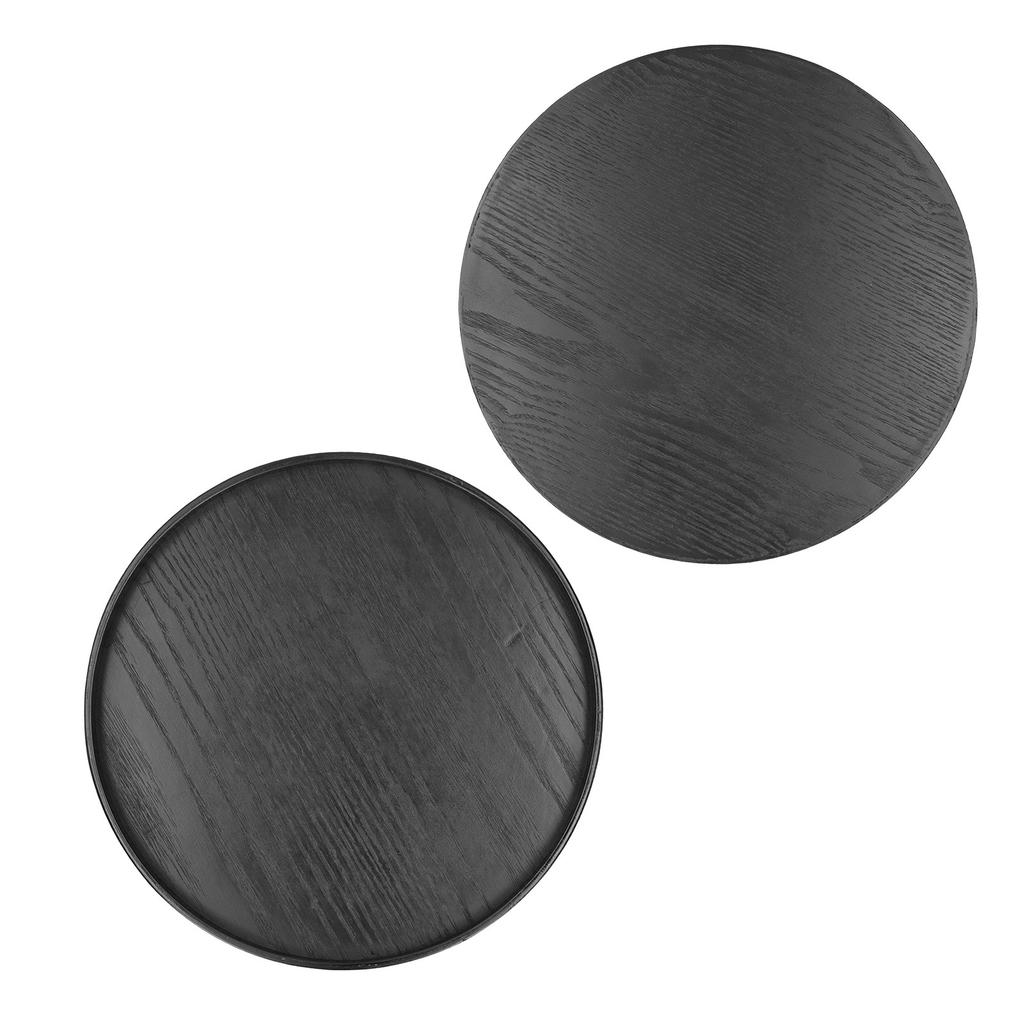 Kulatá dřevěná servírovací podnos na jídlo a ovoce Servírovací talíř pro domácí kuchyni Hotelové použití Černý