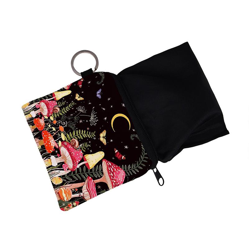 Barevná peněženka na mince s potiskem hub, voděodolná, přenosná, držák na karty a pouzdro na klíče