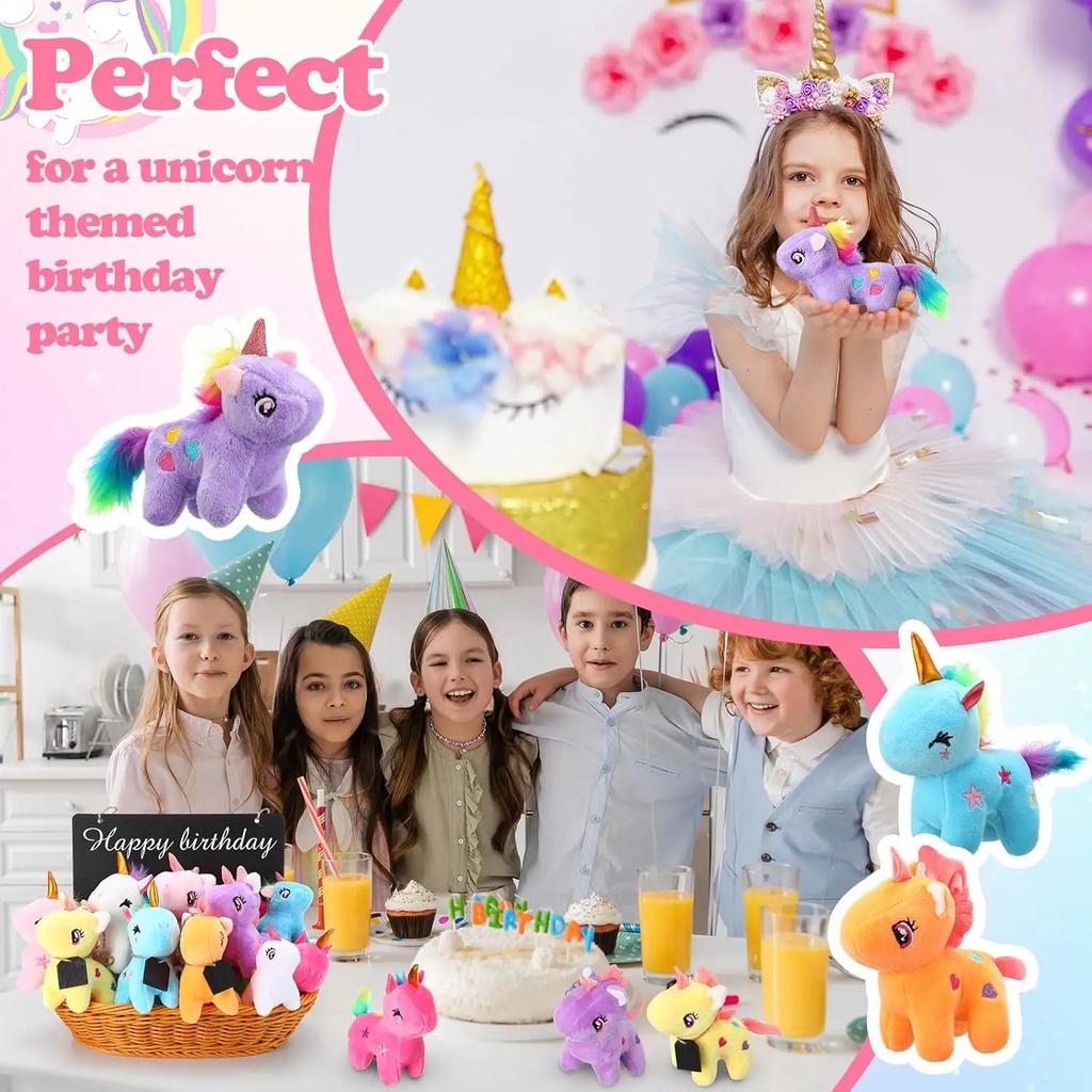 12-24 Adet Mini Peluş Unicorn Doldurulmuş Hayvanlar Unicorn Parti Hediyesi Toplu Oyuncak Çeşitleri Anahtarlık Hediye Çantası Çocuk Kız Doğum Günü için