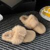 Women Cotton Slippers 2026 Winter Plush Warm Flats Shoes Flip Flops New Fashion Furry Round Toe Women Casual Shoes Zapatos Mujer