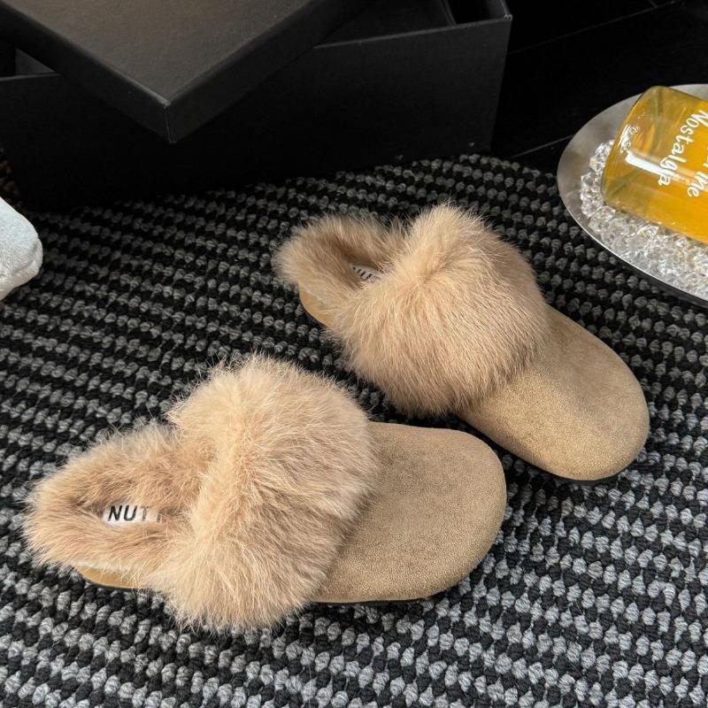 Women Cotton Slippers 2026 Winter Plush Warm Flats Shoes Flip Flops New Fashion Furry Round Toe Women Casual Shoes Zapatos Mujer