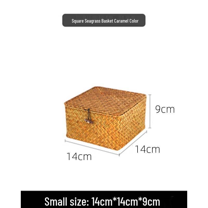 Japanese Style Bamboo Woven Storage Box with Lid - Haili Rattan Souvenir Basket