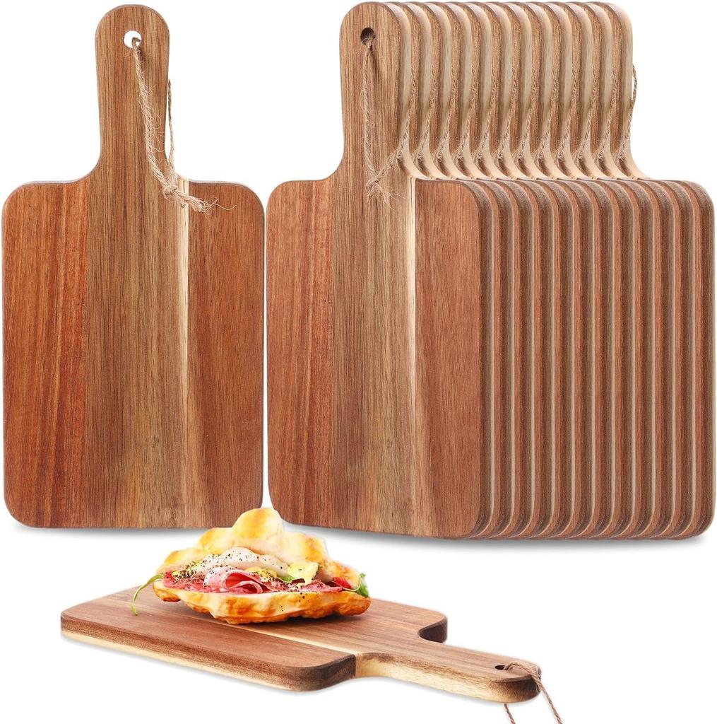 D2 Acacia Wood Cutting Board with Handle Charcuterie Board Serving Board Cheese Bread Vegetables Fruits Serving Cut Board Steak