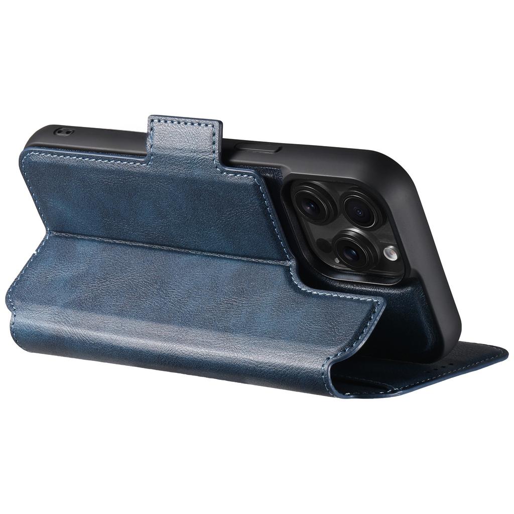 SUTENI Q-07 For iPhone 16 Pro Case Magnetic Color Splicing Cowhide Texture Leather Cover