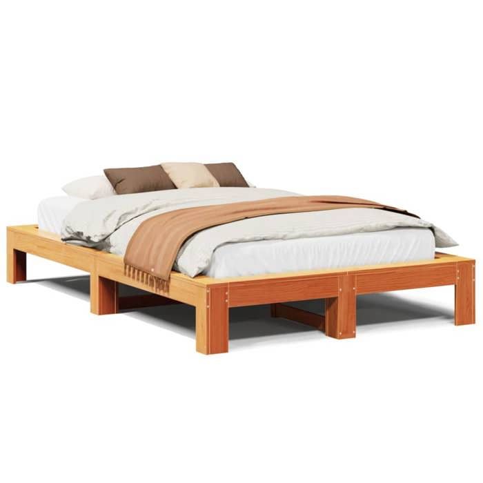 VidaXL Cadre de lit sans matelas cire marron 120x200cm bois pin massif 3308743