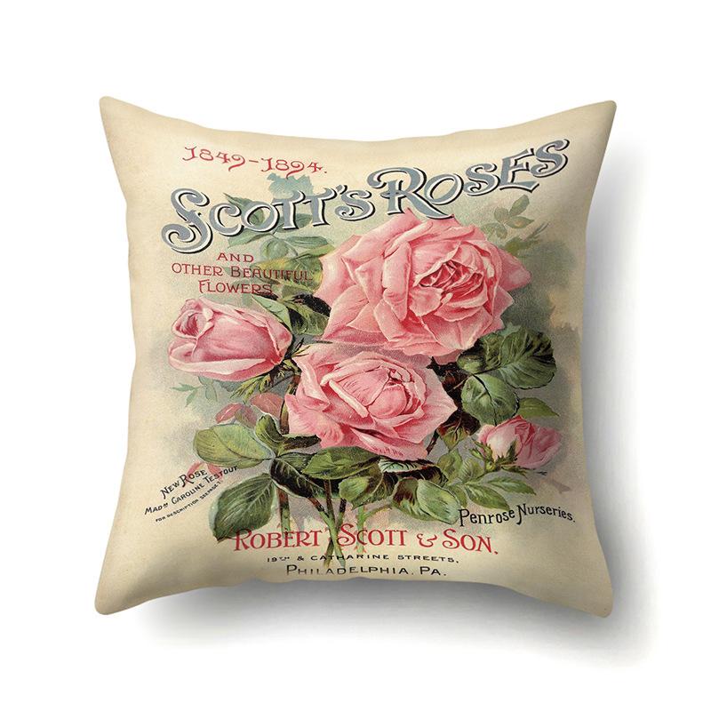 Polyester Pillowcase Automobile Decoration Retro Print Pillowcase Waist Cushion Cover Tower Bedside Cushion Cover