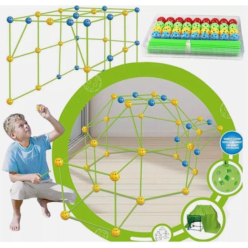 Colorful Diy Tent Building Kit For Kids With Educational Plastic Sticks And Balls