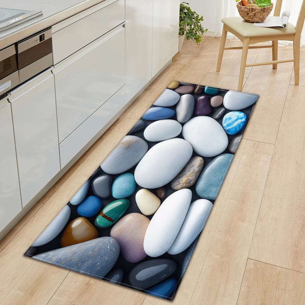 Colorful Pebble Pattern Non Slip Kitchen Floor Mat Waterproof Door Mat for Home Decor
