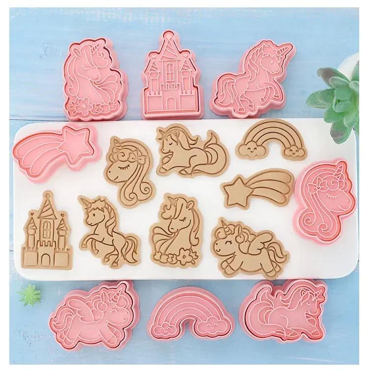 Biscuit Pastry Baking Molds 8pcs Dinosaur Animal Cookie Cutters Stamp Embosser Bakeware Kitchen Baking Supplies Home Accessory