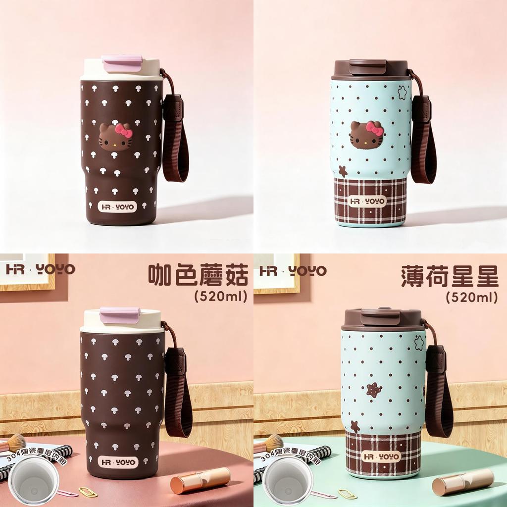 Double Drinking Insulated Coffee Mug With Dot Print For Travel And Office Use