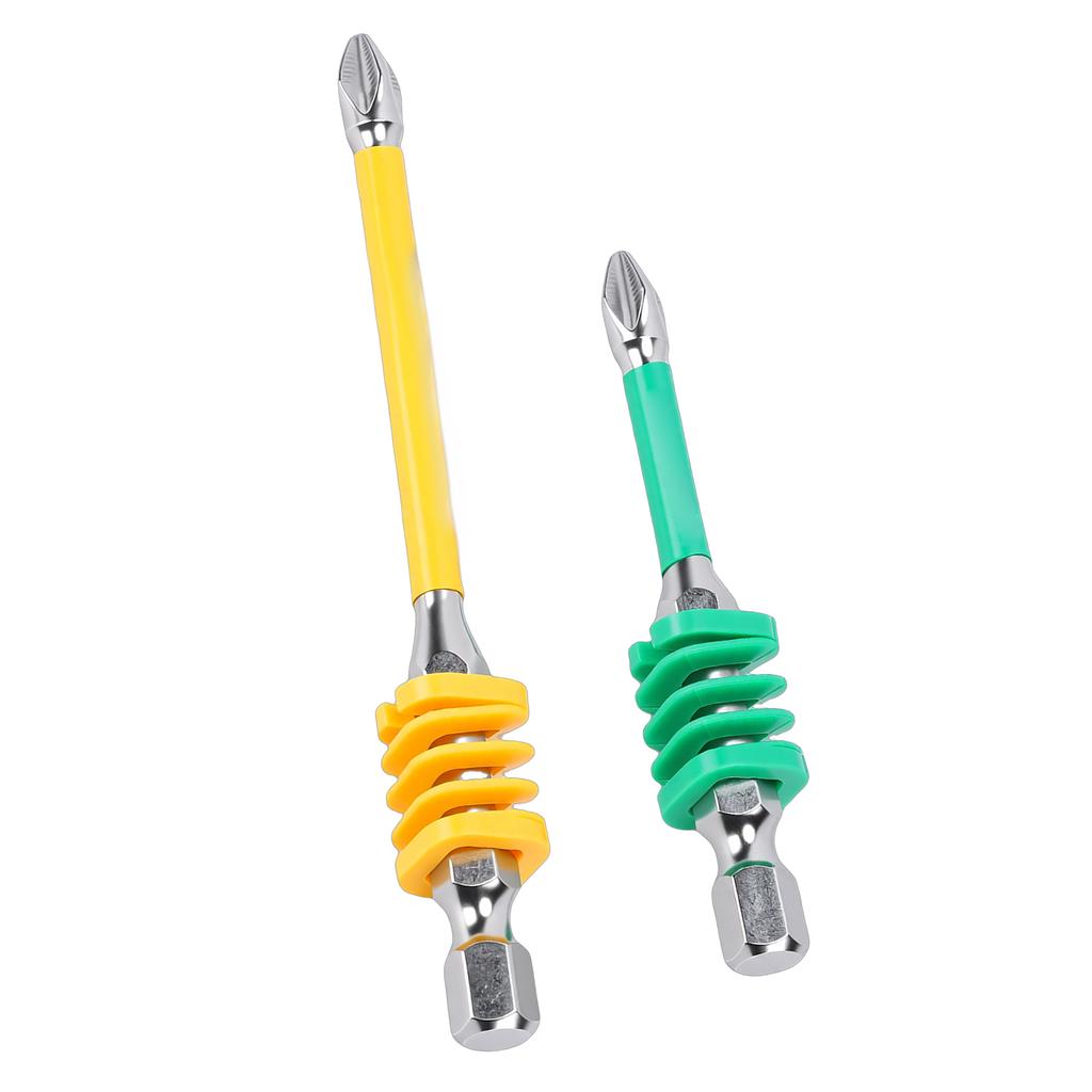 2Pcs Spring Loaded PH Screw Driver Bits Non Slip Magnet Tip 1Celsius4in Hex Shank Proof Steel for Electricians Power Drill Hand Tools 65mm 9