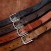 Men's Belt Retro Rub Colored Distressed Pleated Genuine Cattlehide Leather Surface Denim Casual Working Pants Belt