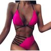 Women Split Bikini Sexy Leopard Print Swimwear Backless Swimsuit Bathing Suit
