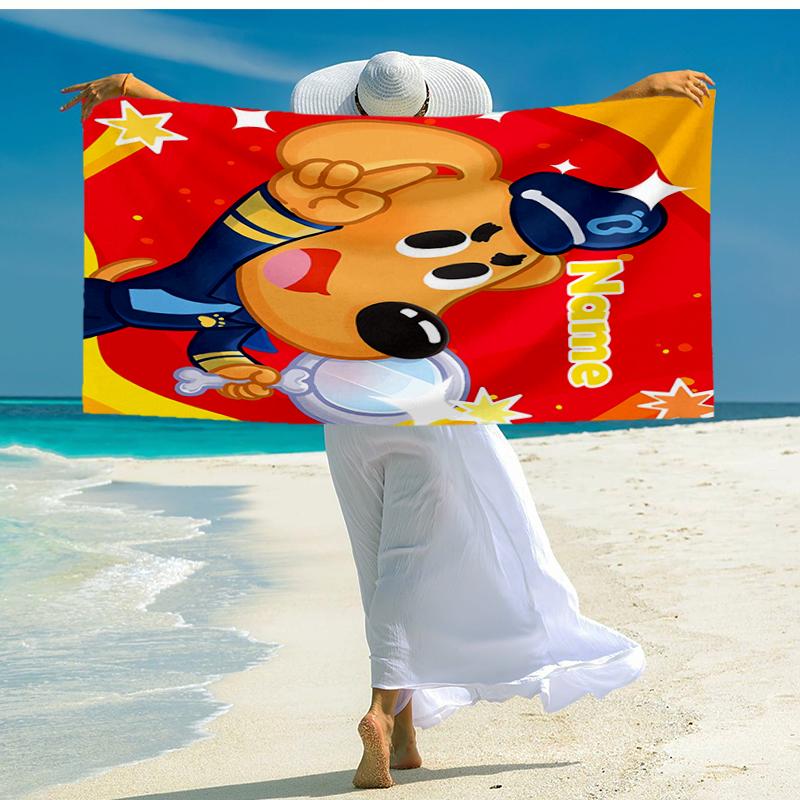 Custom Name Ultra-Soft Beach Towel with Sheriff Labrador Theme,Ideal for Pool - Camping, Diving - Perfect Travel Essential, Vibrant Beach Towel.