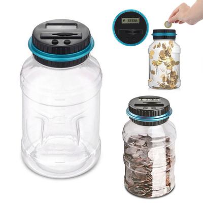Electronic Digital LCD UK Coin Counter Counting Jar Money Saving Piggy Bank 1.8L