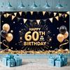 Milestone Birthday Backdrop Gold Glitter Adult Birthday Backdrop 60th Celebration Banner Cake Graphic 60th Birthday Display