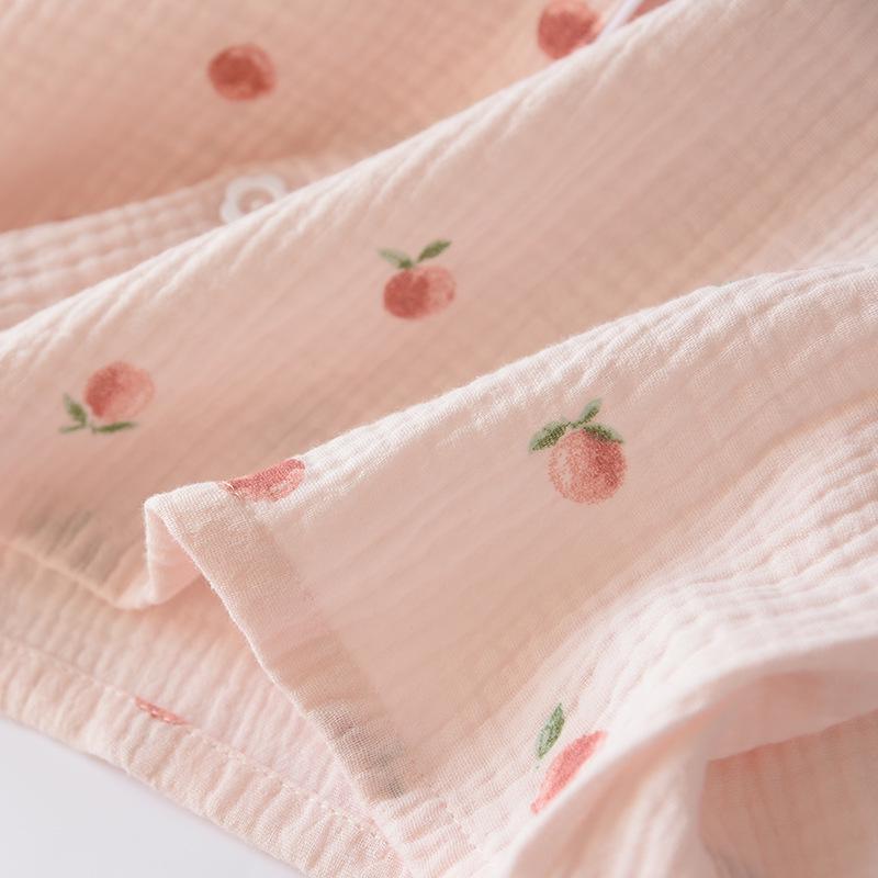 Women's Short Sleeve Cotton Gauze Pajamas - Lightweight, Loose Fit for Spring, Summer, and Autumn