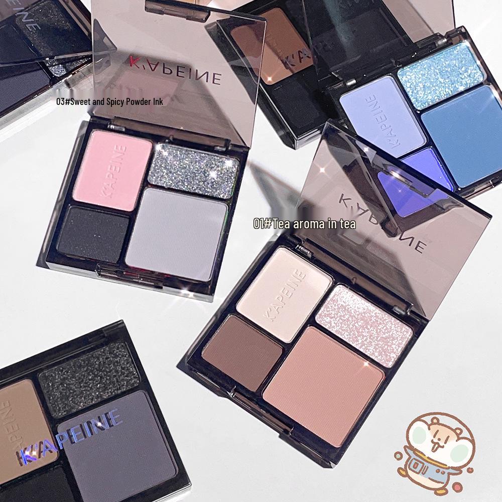 High Cold Four-Color Eyeshadow Palette: Matte & Shimmer Earth Tones, American Retro Dark Style, Spicy Girl Chic