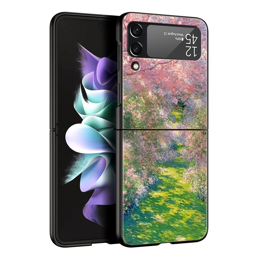 Handyhülle für Samsung Galaxy Z Flip 3 4 5 6 7 Faltbar Für Samsung Z Flip4 Flip5 PC Hartschale Claude Monet Garten Malerei Kunst