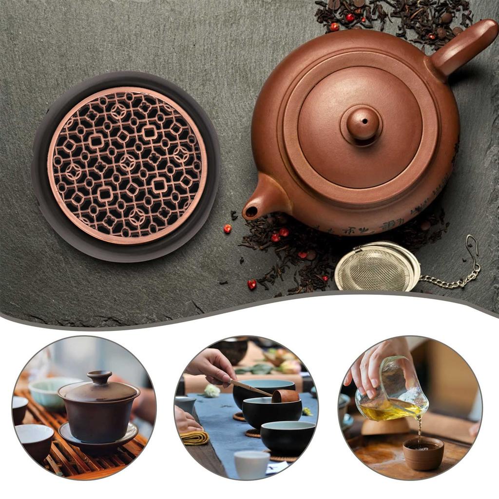 Teapot Warmer Base Ceramic Candle Heater Tea Coffee Milk Light Warmer with Purple Iron Pad for Home Black