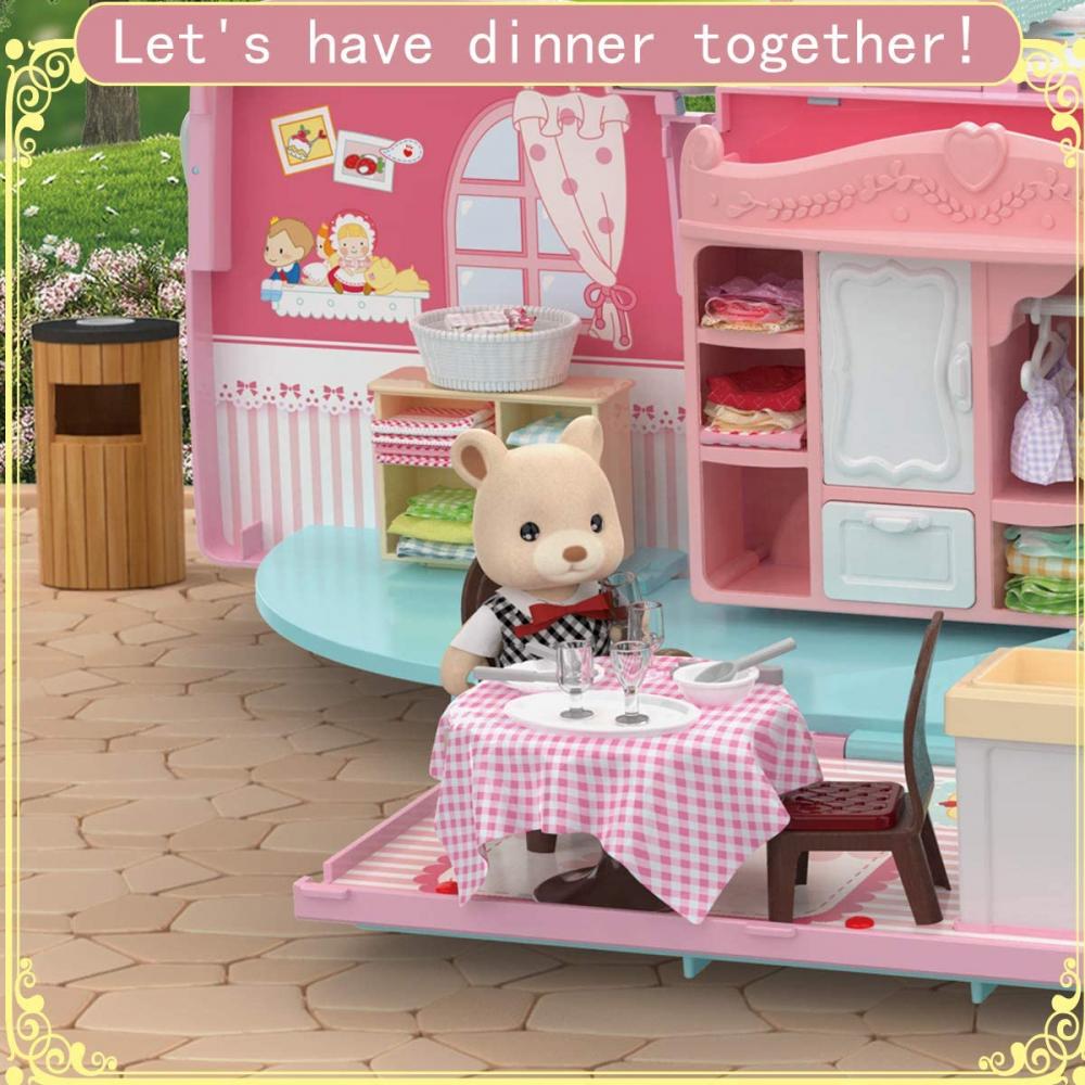 Puppenhaus Koala Tagebuch Mädchen Spielhaus Spielzeug DIY Tourbus Schlafzimmer Kommode Esszimmer Küche Badezimmer Laden Rollenspiel Familie Spielzeug Mädchen