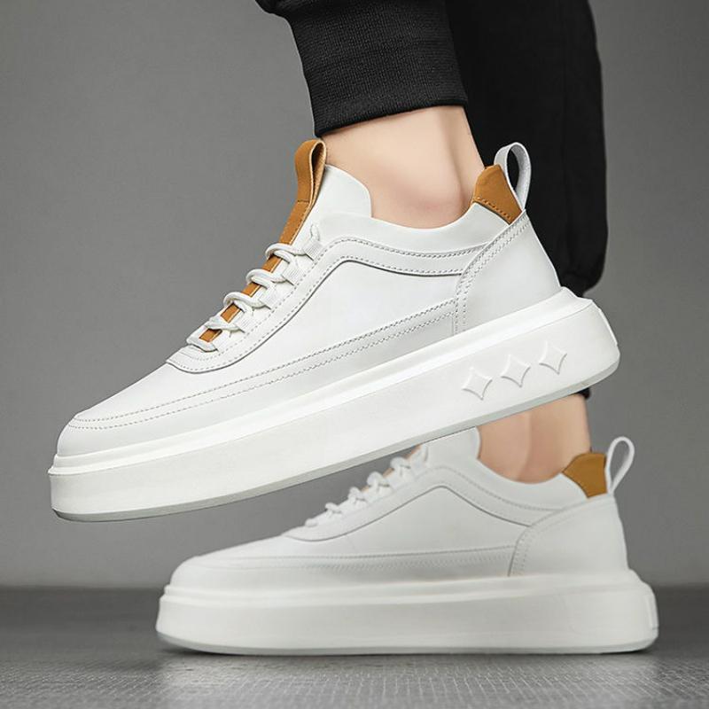 Męskie Sneakersy Platformowe Buty do Biegania Białe Skórzane Buty Casual Lekkie Buty do Chodzenia Wysokiej Jakości Outdoorowe Wulkanizowane Buty