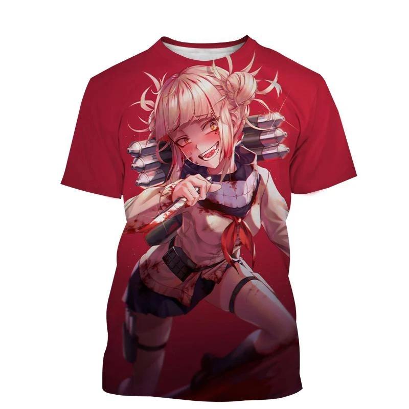 

Аниме персонаж Химико Тога 3D принт Мужские/Женские повседневные модные футболки с круглым вырезом с коротким рукавом модная одежда унисекс XL