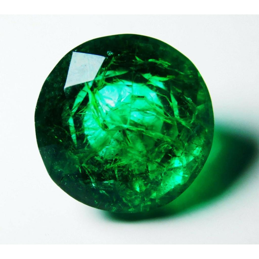 7.2 Ct Natural Emerald Untreated Green Colombian Round Cut CERTIFIED Gemstone