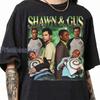 Two Men & Two Other Men, Green Background, Black Short Sleeve Shirt, Retro Style, Fan Gift