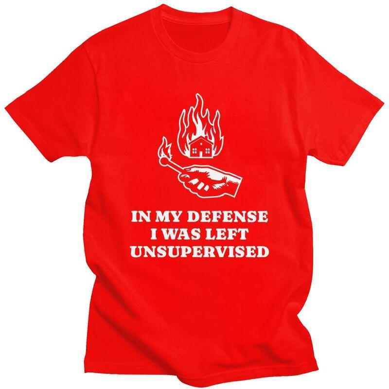 

Custom In My Defense I Was Left Unsupervised T Shirt for Men 100 Cotton Tshirt Fashion Tee Short Sleeves Tshirts Slim Fit S