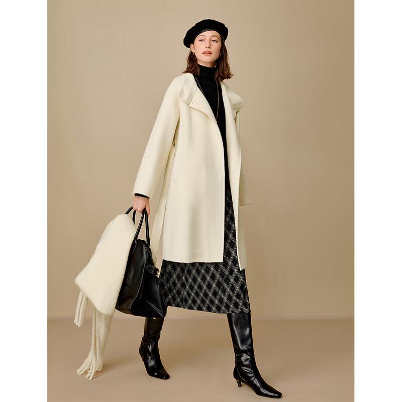 INMAN Women's Double-Faced Alpaca Silk Blend Wool Coat