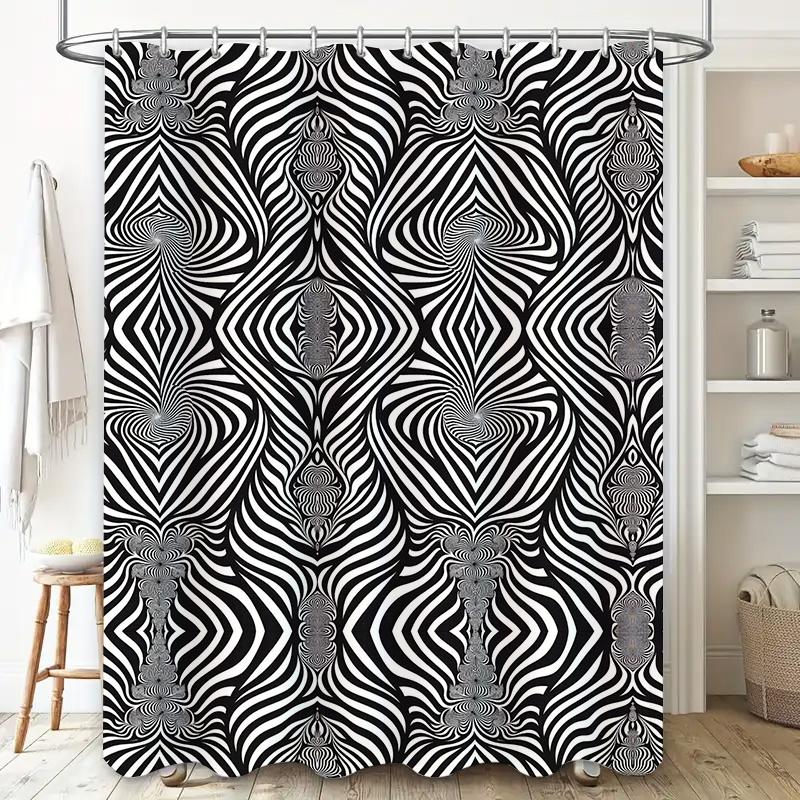 Black White Zebra Print Shower Curtain Patterned Bath Decor for Bathroom Remodeling Set Includes Rod (L 72 x W 39 inches) [Produ
