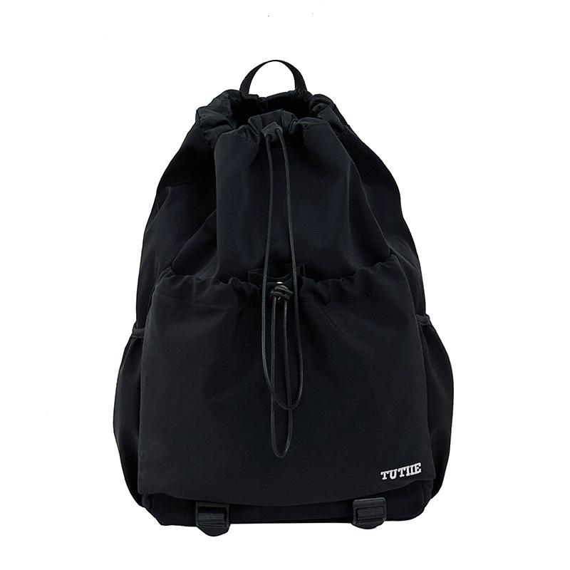 Schoolbag Drawstring Bundle Mouth Bag Backpack Women's Leisure Commuter Lightweight Outdoor Backpack Splicing Color Contrast Anti-splashing Travel Bag