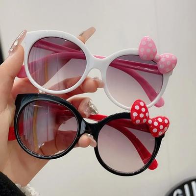 Cute Bow Decorated Sunglasses Round Frame Uv400 Kids Eyewear Shades Sun Protection Princess Sunglasses For Party Travel Vocation