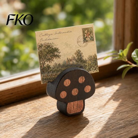Wooden Desk Accessory Mushroom Place Card Holder, Mini Hedgehog Table Number Rounded Corner Paper Clip Farmhouse Note Picture Photo Holder