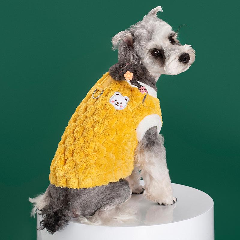 Popular Warm Checkered Fleece Dog Sweater - Comfortable, Thickened, Close-Fitting Vest for Spring, Autumn, and Winter.