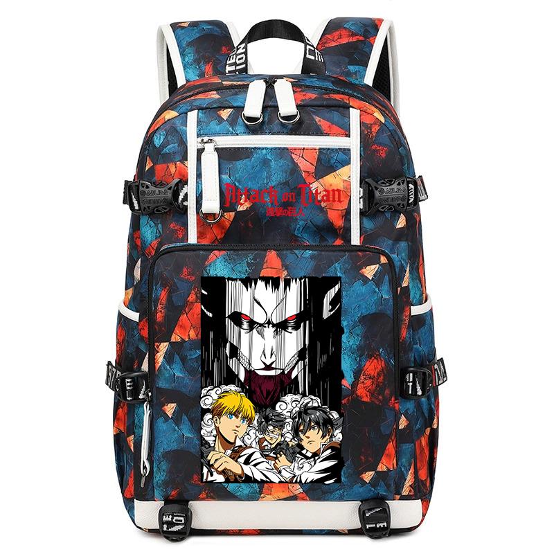 Attack On Titan Anime Print Student Backpack Large Capacity Casual Daypack for Boys Girls School Travel