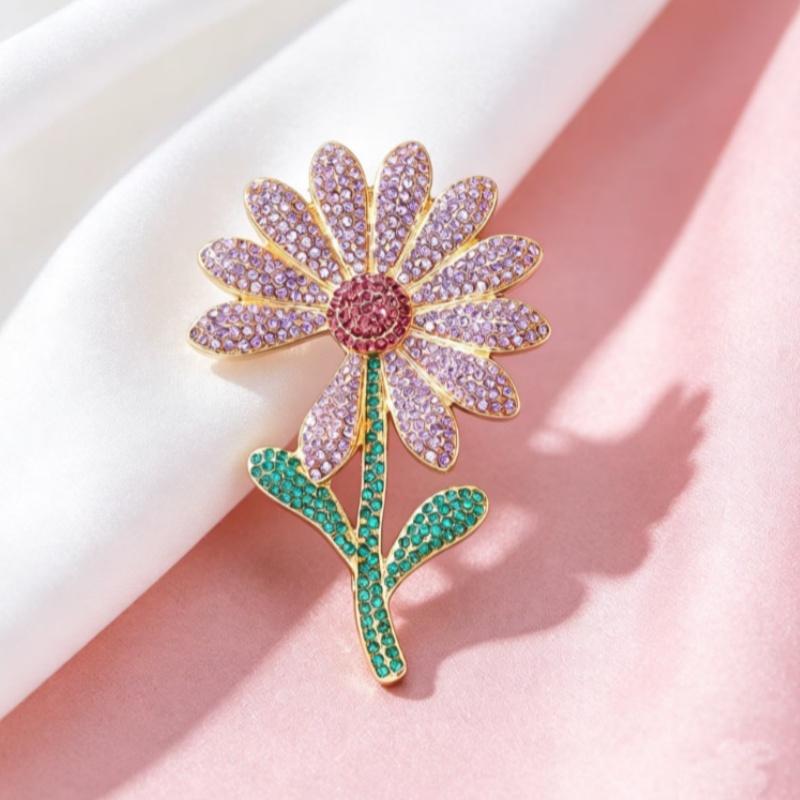 Decorative Rhinestone Flower Brooch for Women Girls Fancy Detail for Every Outfit
