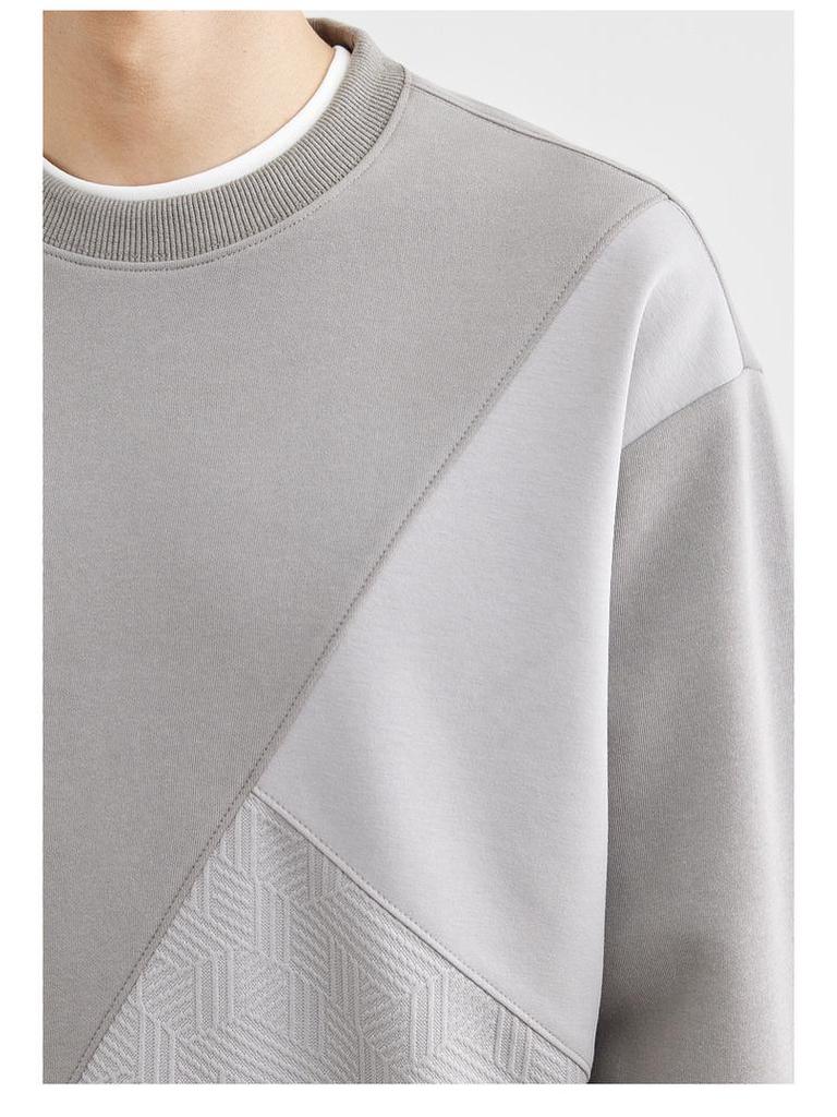 Men's Anti-Wrinkle Memory Foam Round Neck Patchwork Long Sleeve Hoodie - Spring/Autumn 2024 Collection