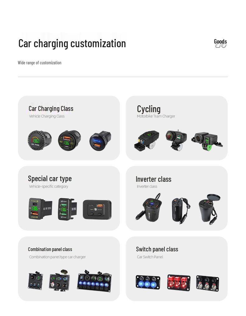 48W Dual Switch Fast Charge Car Charger with PD & QC for 12V/24V Vehicles