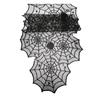Elegant Black Spiderweb Tablecloth Halloweens Dinner Decoration 180cm Laces Design Indoor Party Decoration Long Polyester