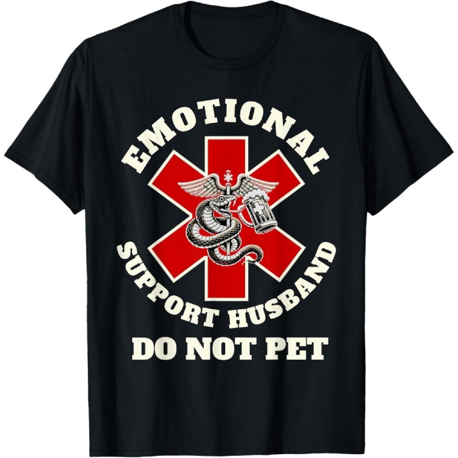 DCOJUZBO Funny Emotional Do Not Pet Emotional Support Husband Funny T-Shirt S