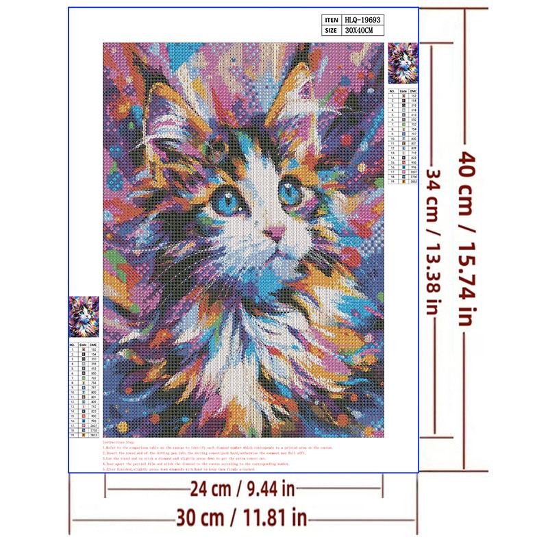 5d DIY Diamond Painting Cross Stitch Watercolor Animal Cat Diamond Embroidery Mosaic Full Round Drill Home Decor Arts