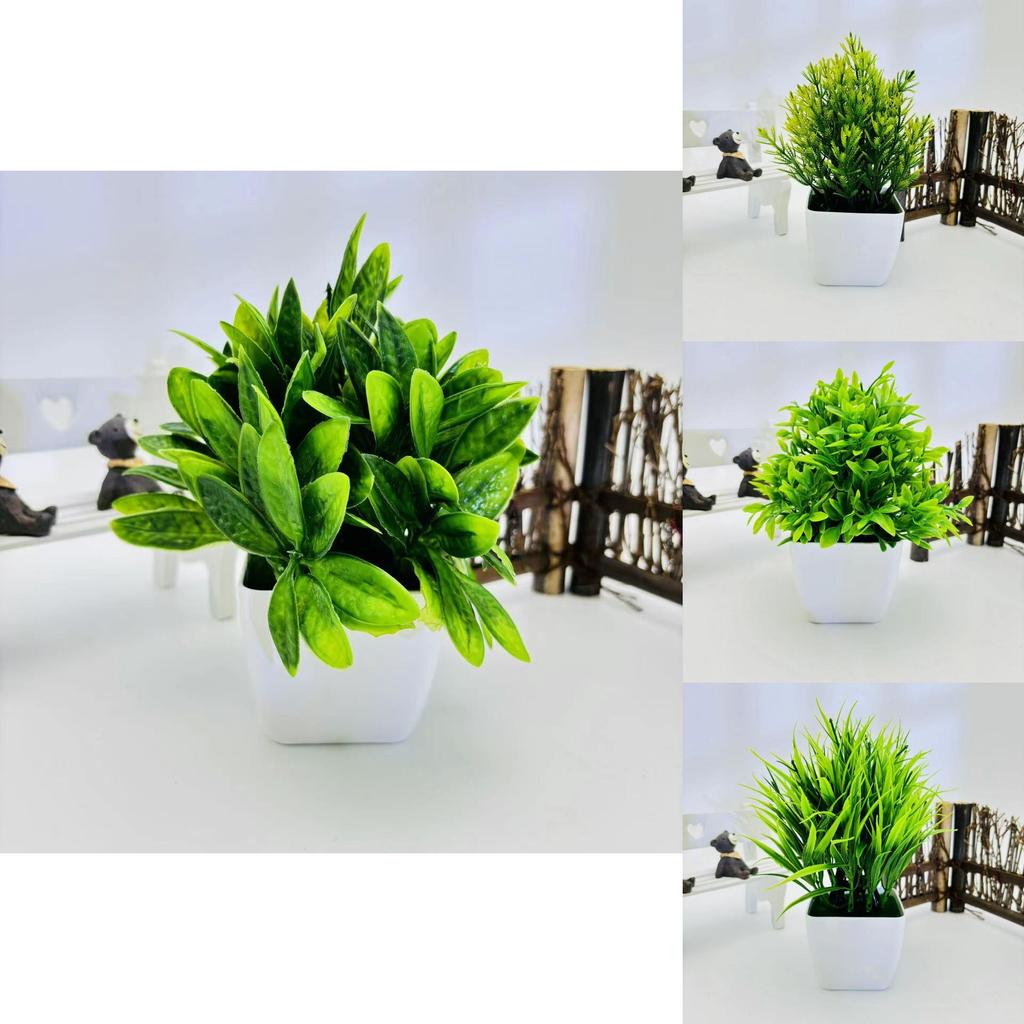 Modern Artificial Green Plant Potted Decor For Home Office And Tabletop Display