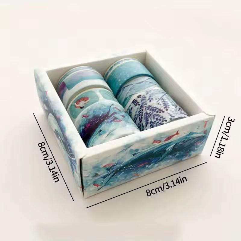 8 Rolls Per Box Green Plant Decoration Magazine DIY Scrapbook Cute Ledger Stickers Tags Masking Tape Stationery Tape