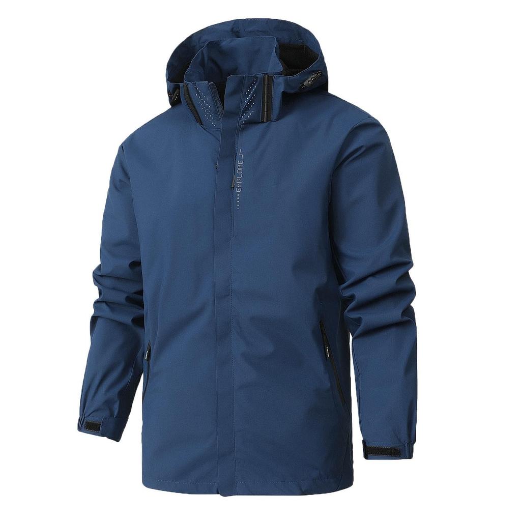 Mens Casual Outdoor Solid Color Fashion Hardshell Winter Waterproof Jacket