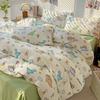 Cartoon Dinosaur Kids Duvet Cover 4Pcs Bedding Set Cute Dino Quilt Cover Polyester Comforter Cover 1 Flat Sheet 2 Pillow Shams