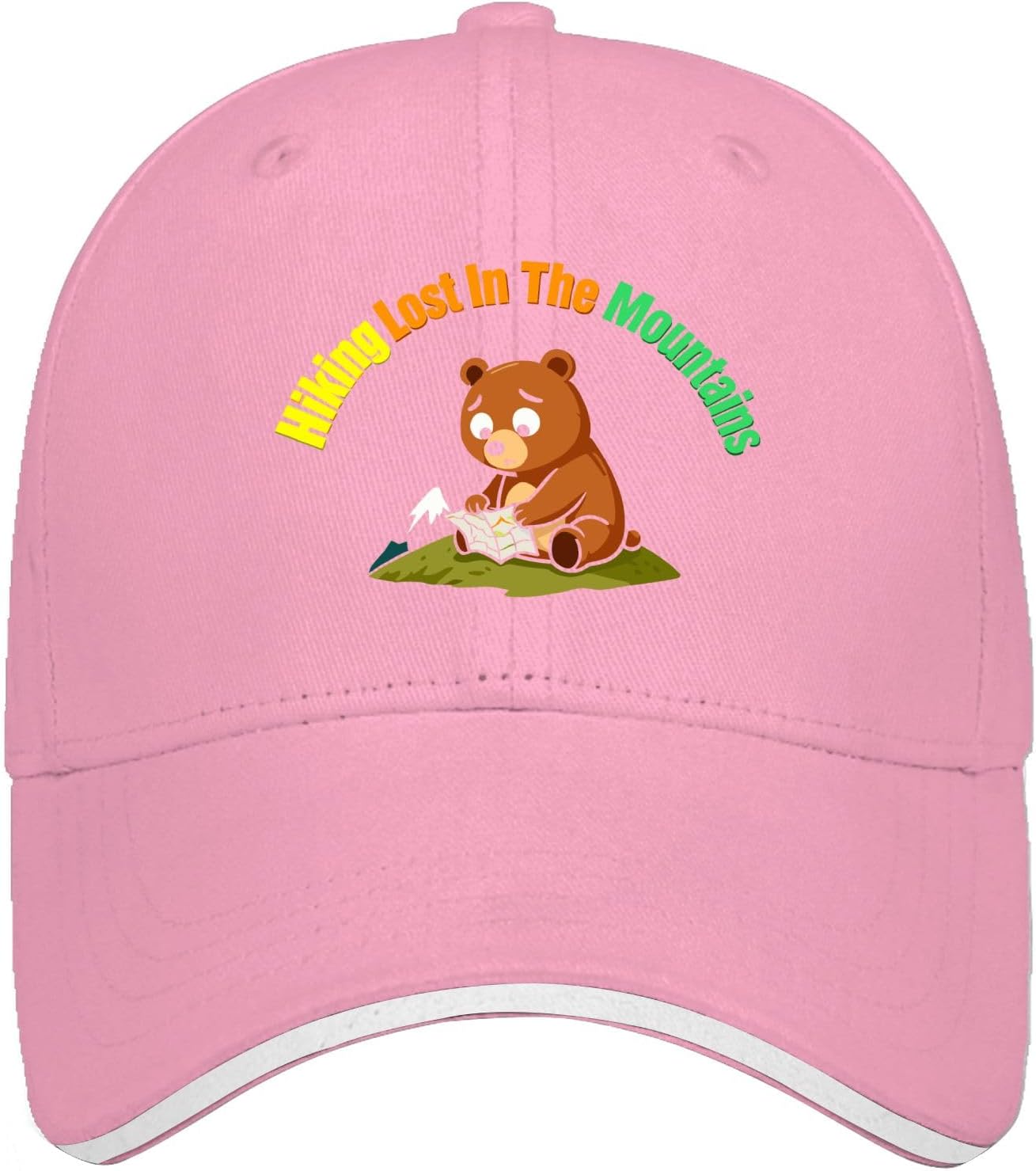 Затерянный в горах Медведь Читает Карту Бейсболка Полиэстер Походная Шляпа для улицы Унисекс One Size