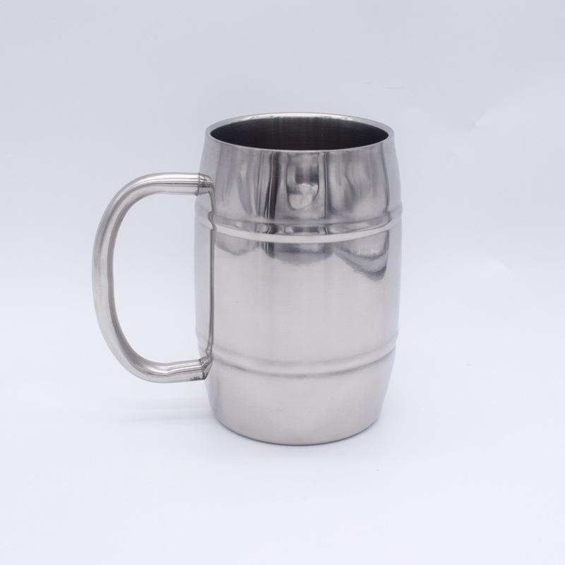 

Stainless steel beer cup Double-layer heat-insulated coffee cup with handle Large capacity mug Big belly cup Drum water cup Wine cup 450ml